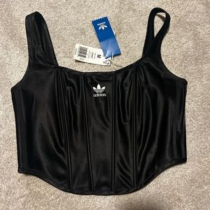 ADIDAS NWT Black Logo Sleeveless Corset Top SIZE MEDIUM